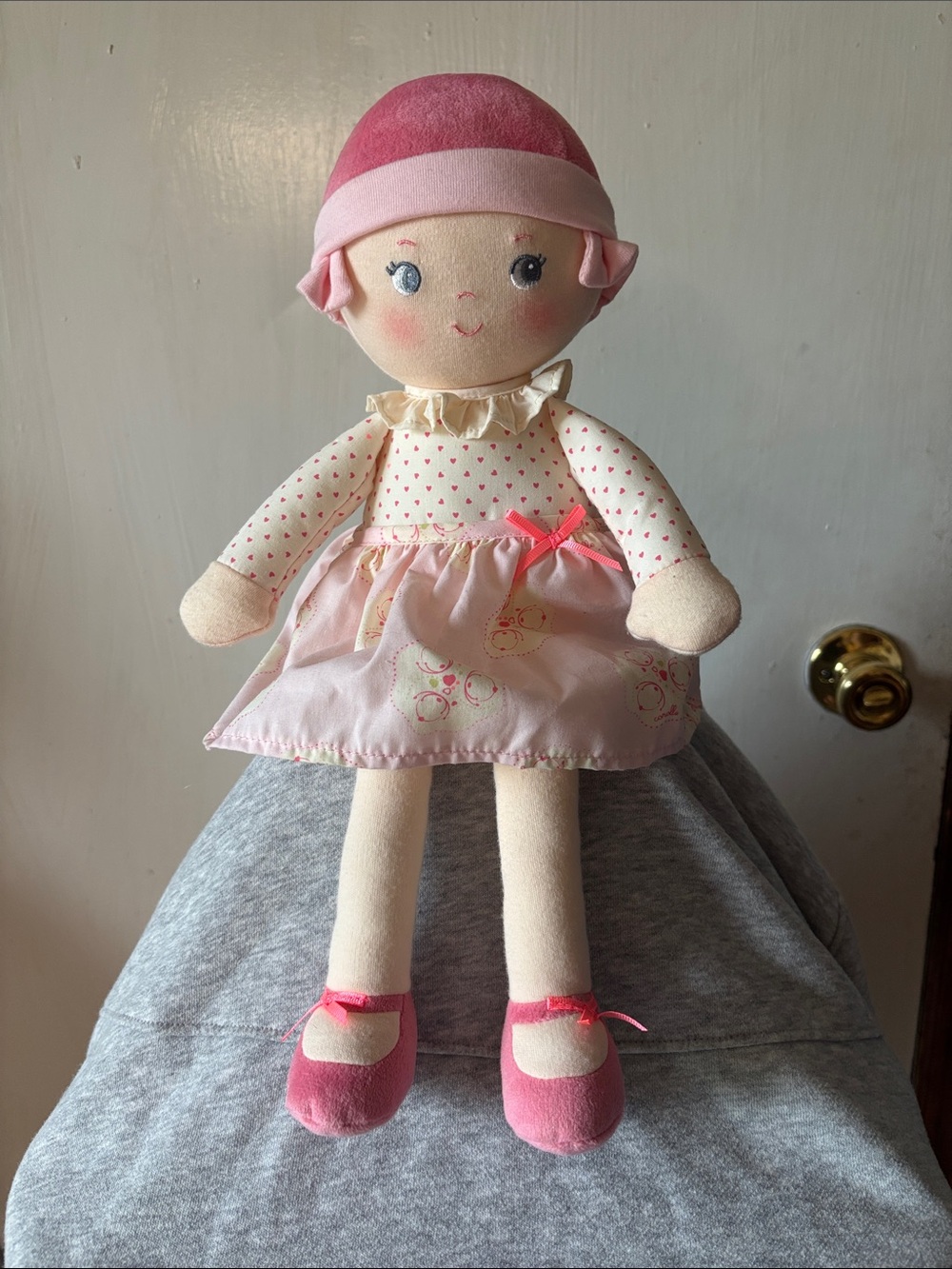 15 inch Corolle Pink Plush Doll- Soft Rag Doll with Pink Outfit